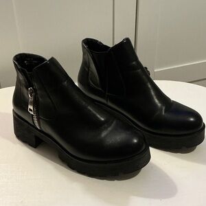Black Leather Ankle Booties 9